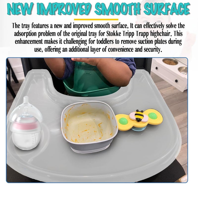 LuQiBabe High Chair Tray Cover Compatible with Stokke Tripp Trapp Chair with Cup Holder - Smooth Surface and Strong Suction - Made with Food-Safe Plastic (BPA BPS BPF Lead Phthalate Free) - Clear - Image 4